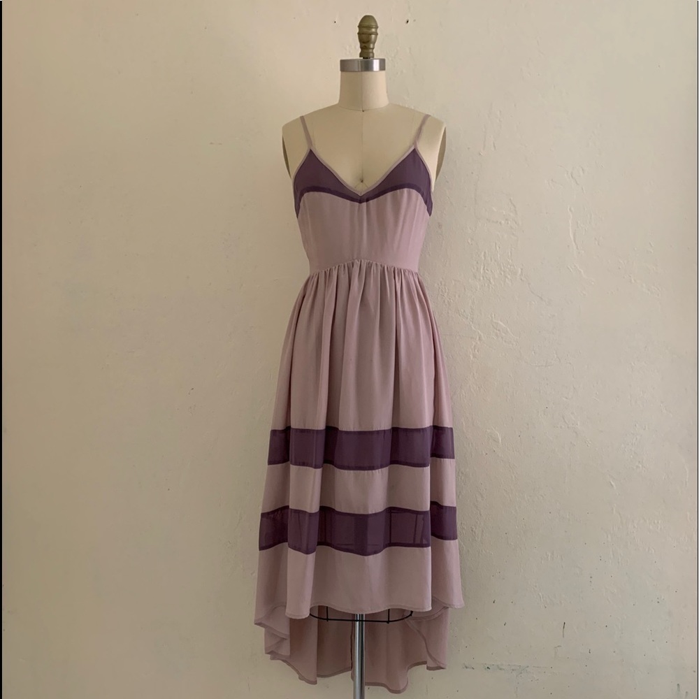 Lavender High Low Striped Dress